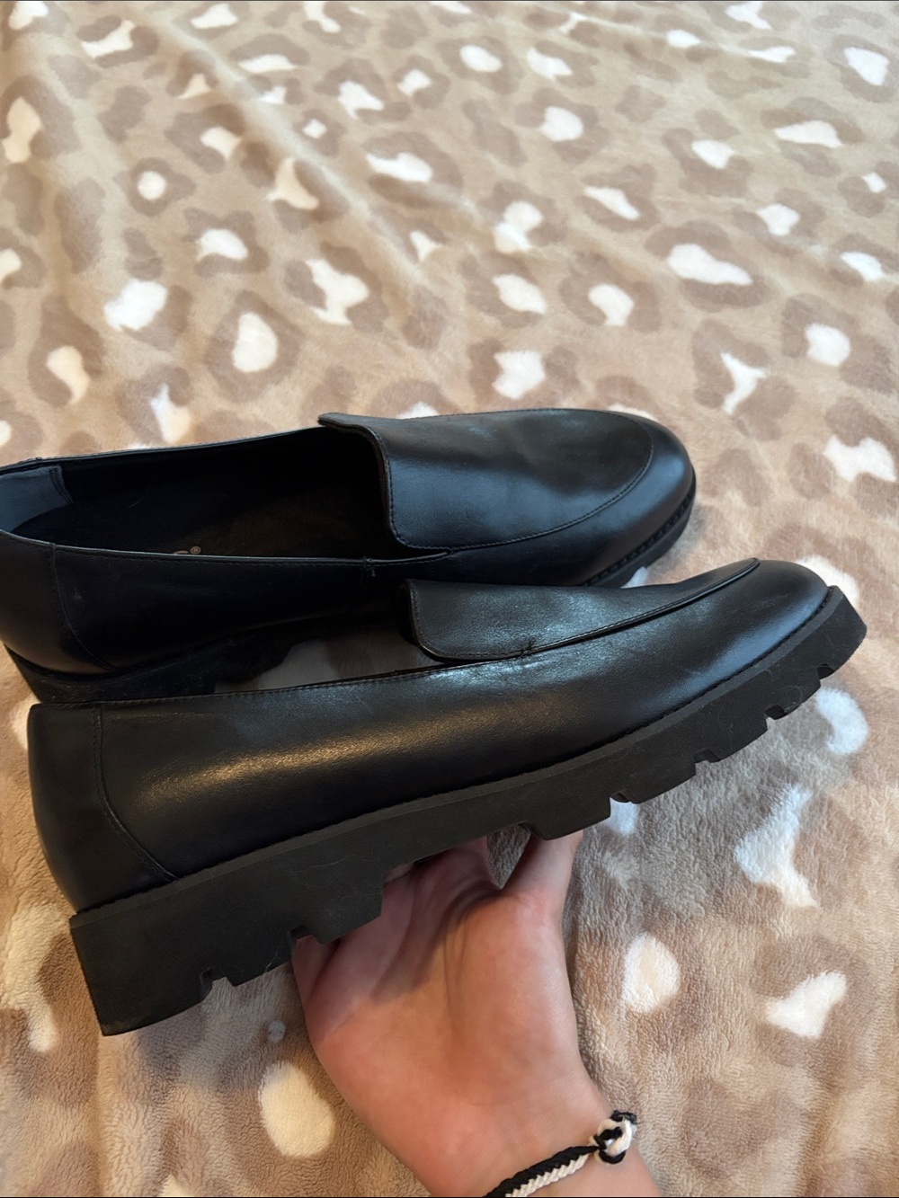 Vionic Black Leather Slip-On Loafers